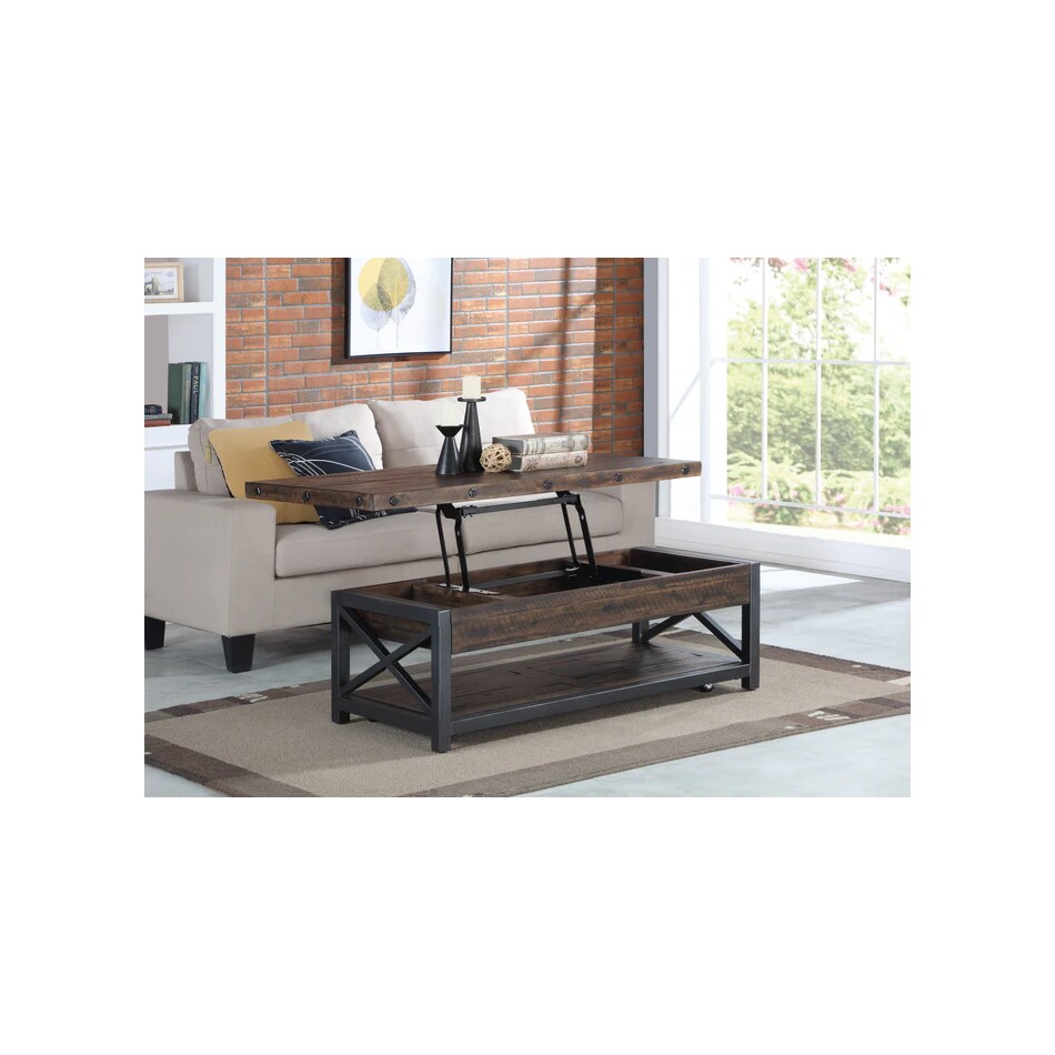 flxd dark brown   exposed bolt heads cocktail table crp  