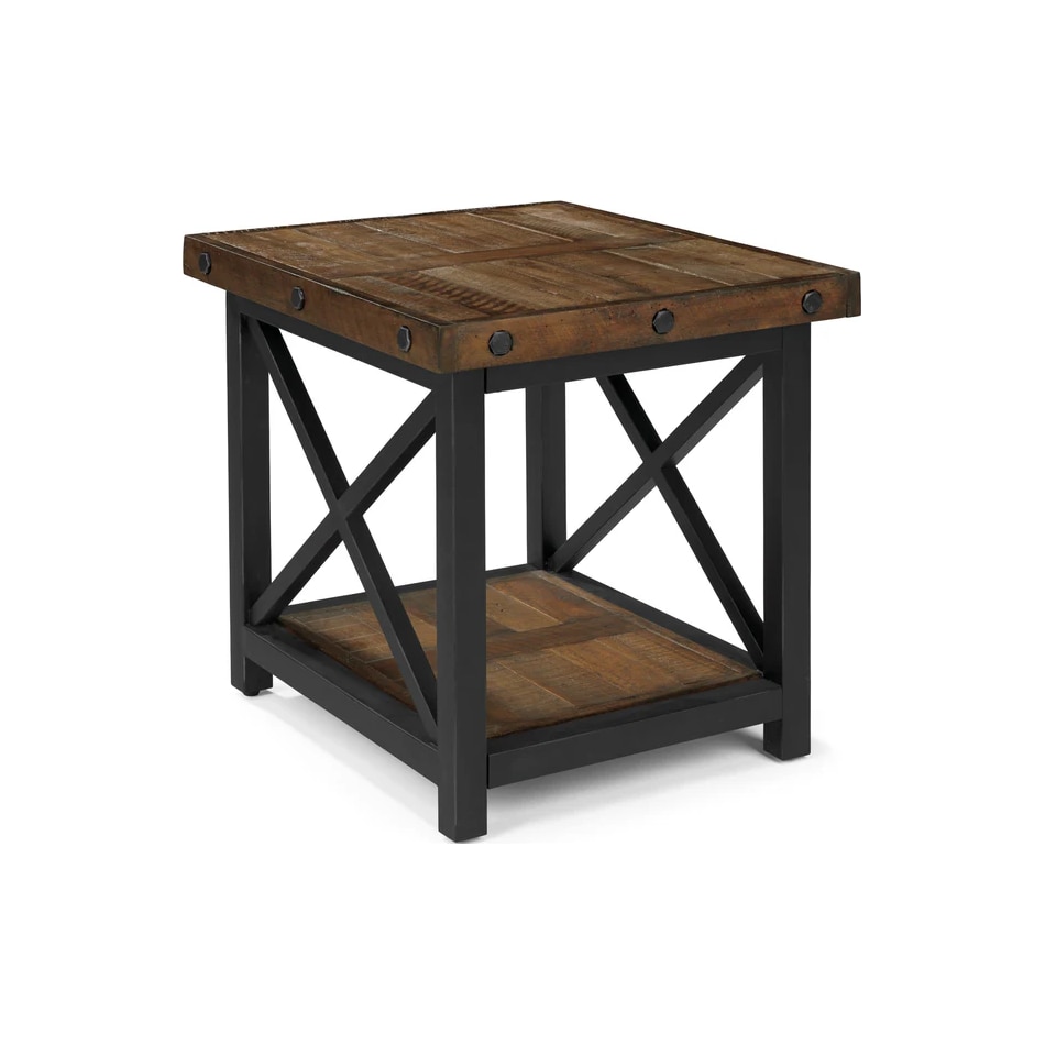 flxd dark brown   exposed bolt heads end table crp  