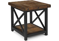 flxd dark brown   exposed bolt heads end table crp  