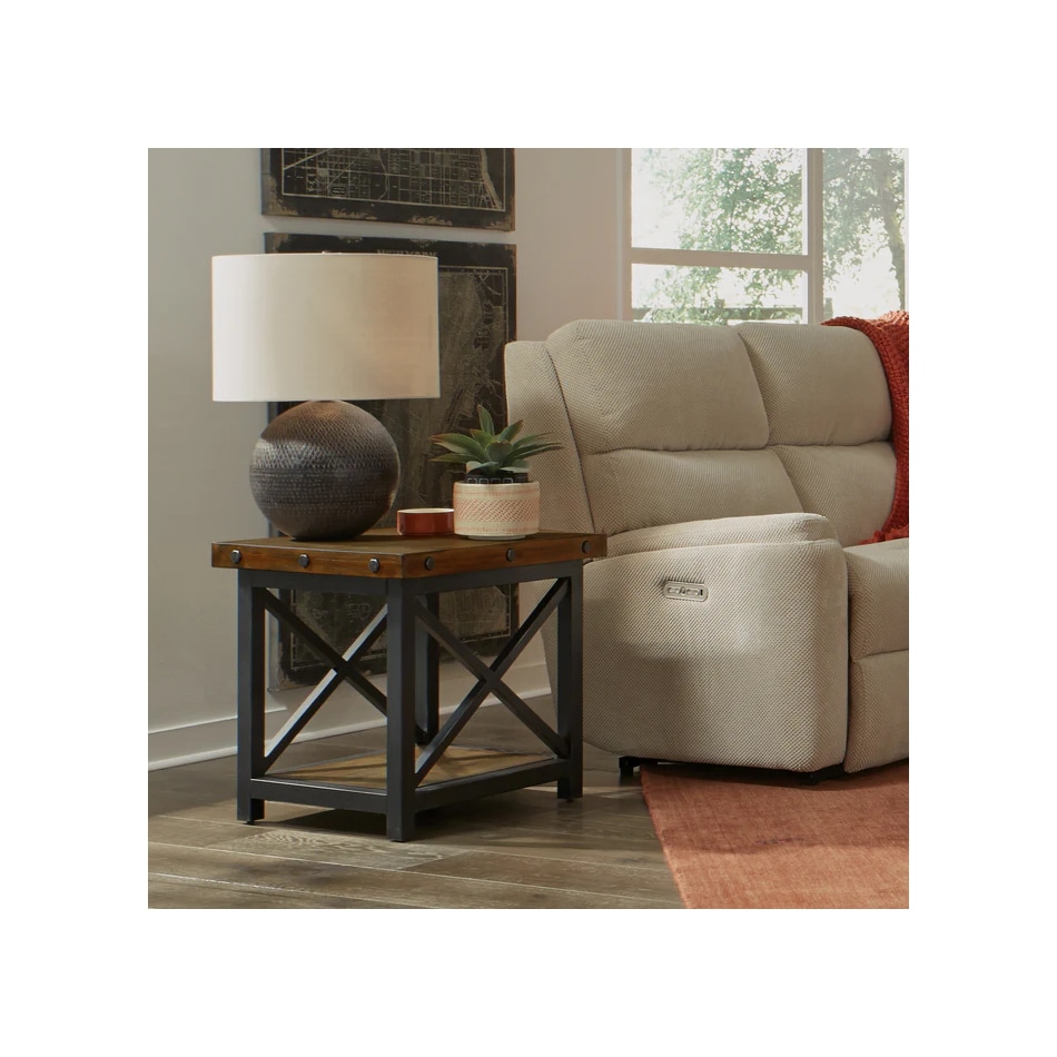 flxd dark brown   exposed bolt heads end table crp  