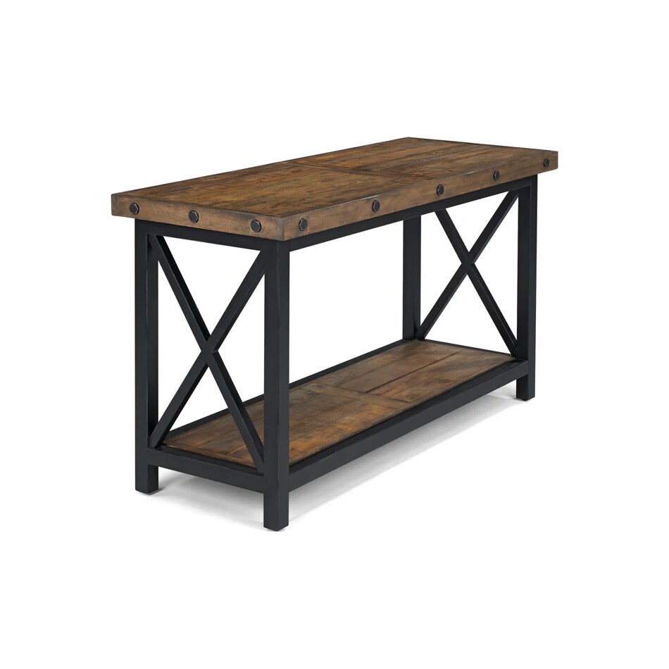 flxd dark brown   exposed bolt heads sofa table crp  