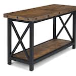 flxd dark brown   exposed bolt heads sofa table crp  