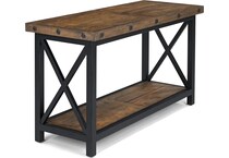 flxd dark brown   exposed bolt heads sofa table crp  