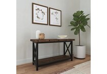 flxd dark brown   exposed bolt heads sofa table crp  