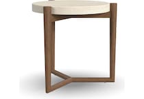 flxd medium brown oak finish   cream colored performance fabr chairside table vrn  