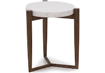 flxd medium brown oak finish   cream colored performance fabr chairside table vrn  