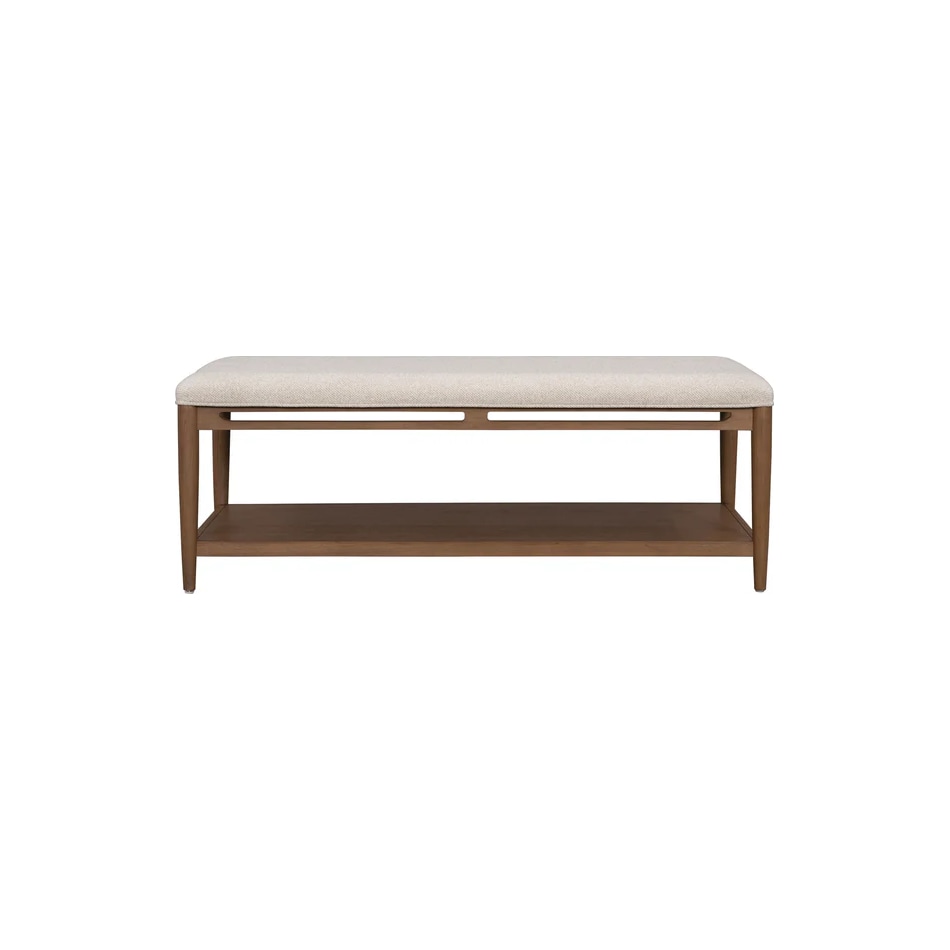 flxd medium brown oak finish   cream colored performance fabr cocktail table vrn  