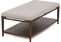 flxd medium brown oak finish   cream colored performance fabr cocktail table vrn  