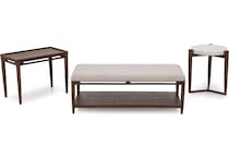 flxd medium brown oak finish   cream colored performance fabr cocktail table vrn  