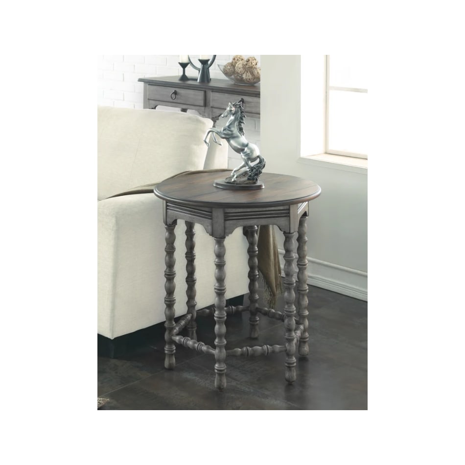 flxd medium brown tops graywash ba   gunmetal finish chairside table plm  