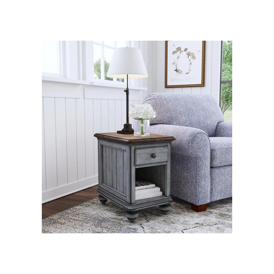 flxd medium brown tops graywash ba   gunmetal finish chairside table plm  