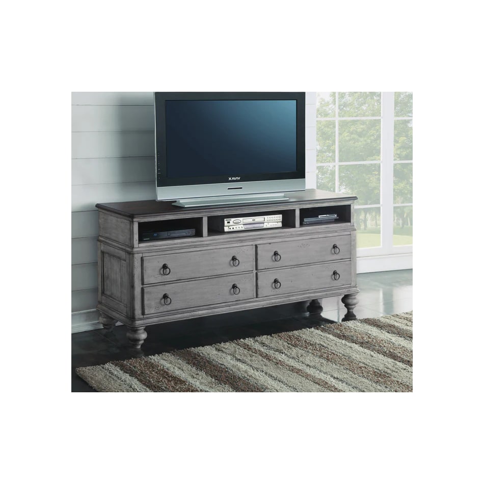 flxd medium brown tops graywash ba   gunmetal finish console plm  