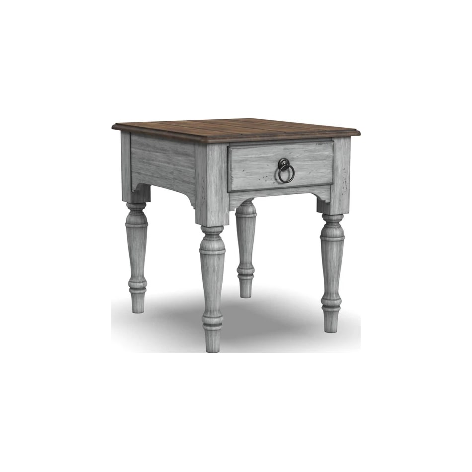 flxd medium brown tops graywash ba   gunmetal finish end table plm  