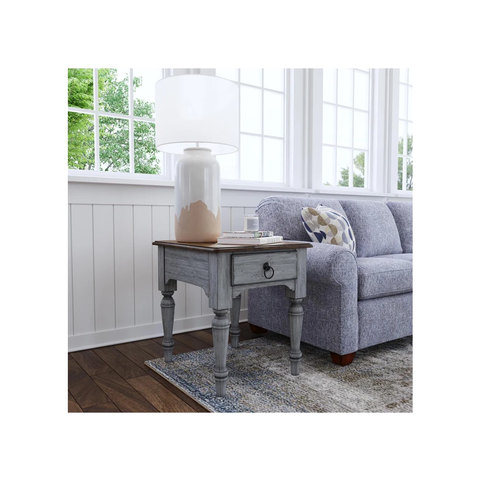 flxd medium brown tops graywash ba   gunmetal finish end table plm  