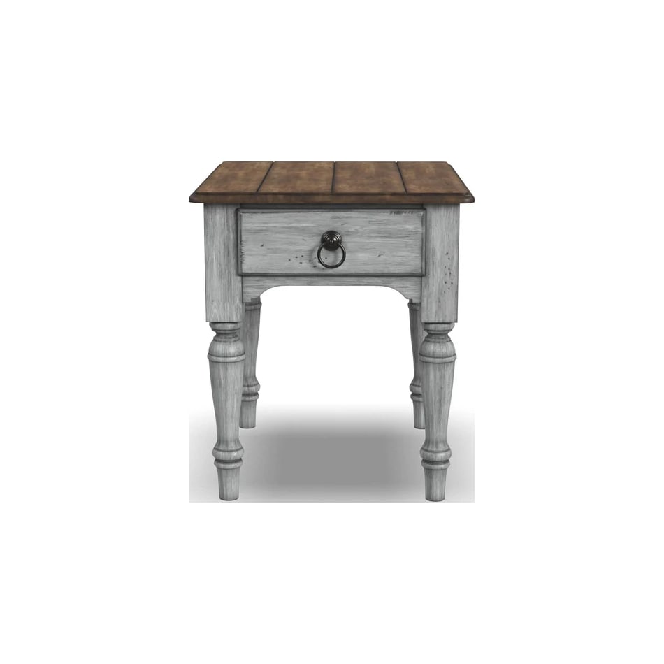 flxd medium brown tops graywash ba   gunmetal finish end table plm  