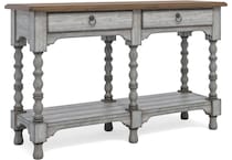 flxd medium brown tops graywash ba   gunmetal finish sofa table plm  