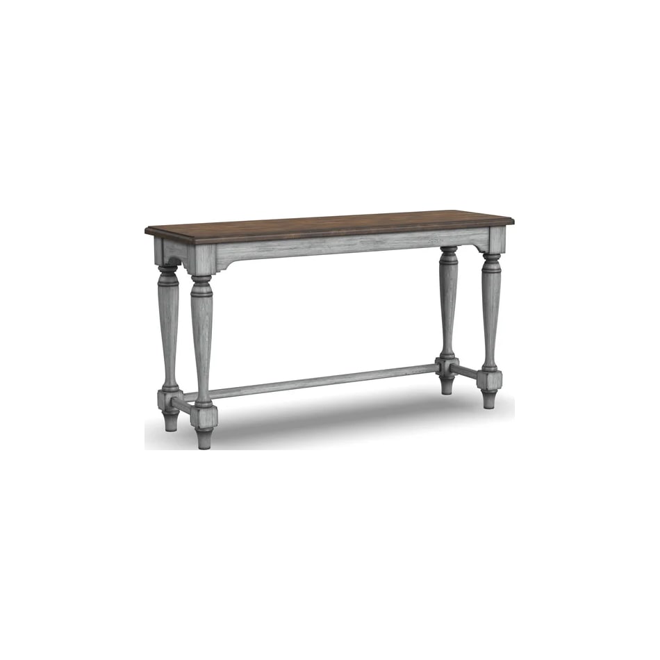flxd medium brown tops graywash ba   gunmetal finish sofa table plm  