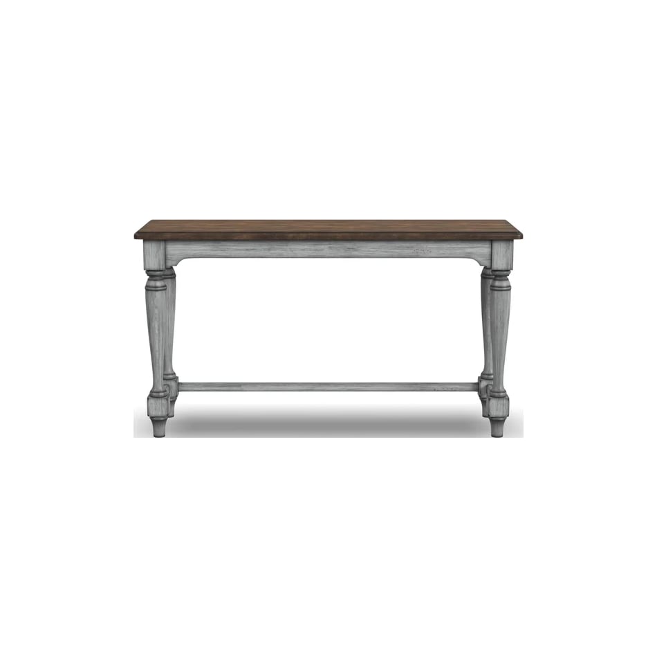 flxd medium brown tops graywash ba   gunmetal finish sofa table plm  