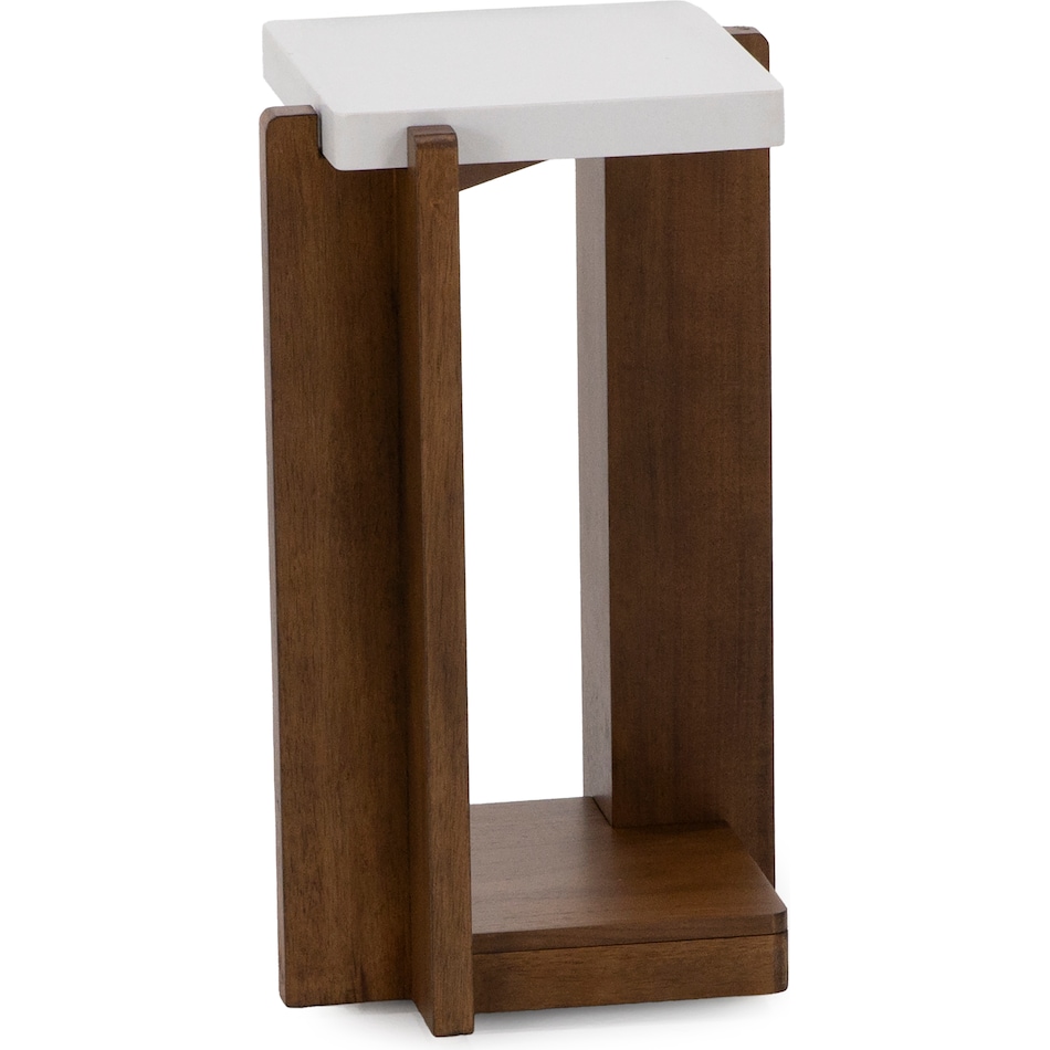 flxd warm walnut faux co chairside table lnc  