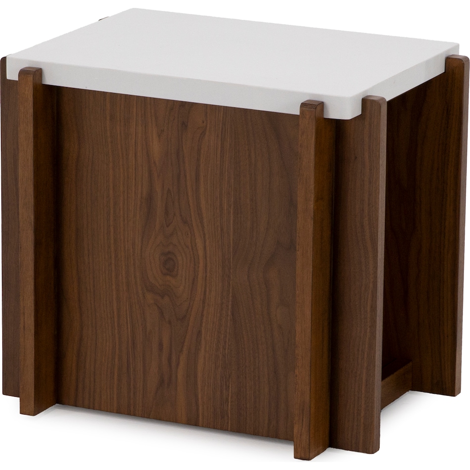 flxd warm walnut faux co end table lnc  