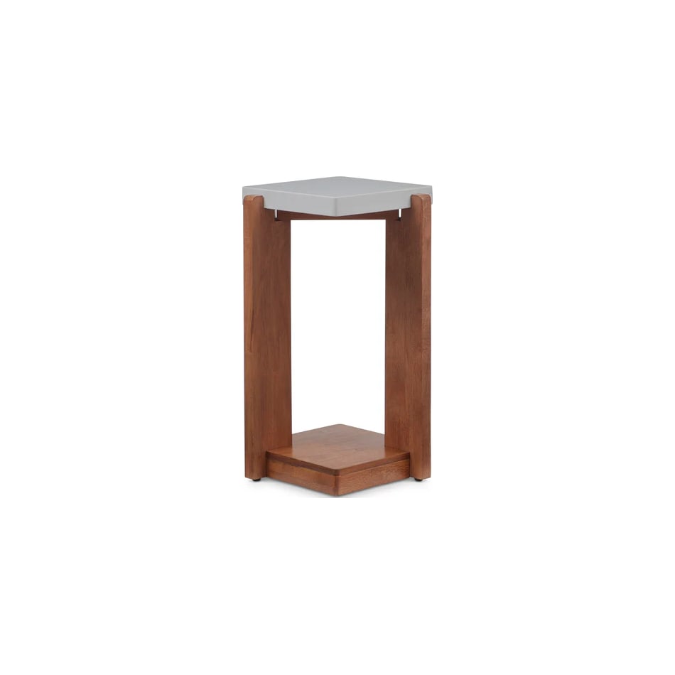 flxd warm walnut finish and faux co chairside table lnc  