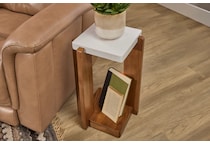 flxd warm walnut finish and faux co chairside table lnc  