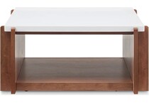 flxd warm walnut finish and faux co cocktail table lnc  