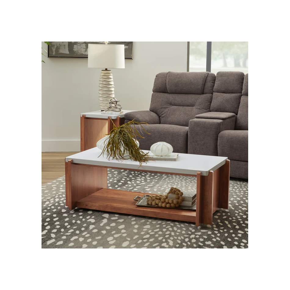 flxd warm walnut finish and faux co cocktail table lnc  