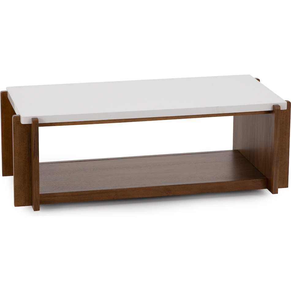 flxd warm walnut finish and faux co cocktail table lnc  