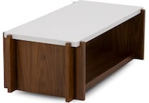 flxd warm walnut finish and faux co cocktail table lnc  
