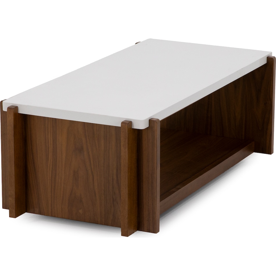 flxd warm walnut finish and faux co cocktail table lnc  
