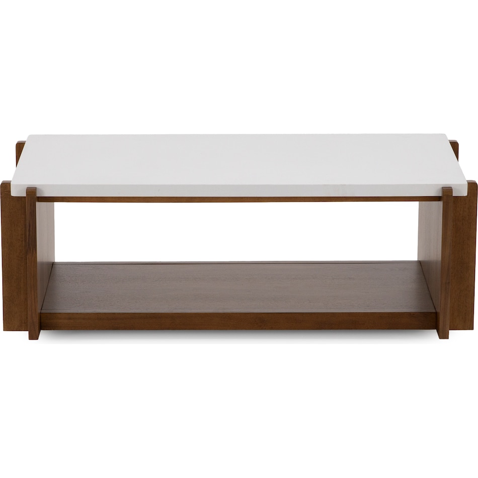 flxd warm walnut finish and faux co cocktail table lnc  