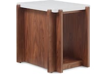 flxd warm walnut finish and faux co end table lnc  