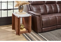 flxd warm walnut finish and faux co end table lnc  
