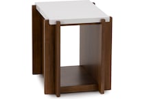 flxd warm walnut finish and faux co end table lnc  