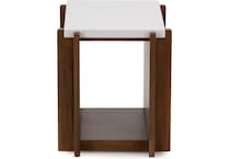 flxd warm walnut finish and faux co end table lnc  