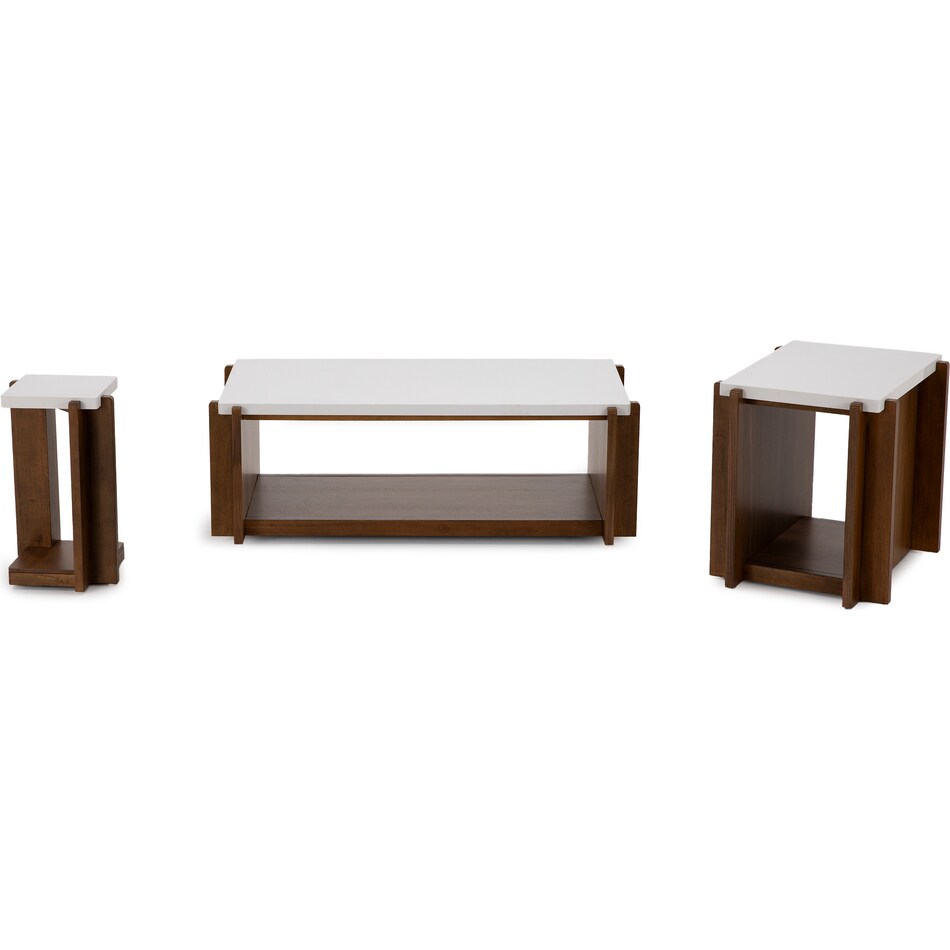 flxd warm walnut finish and faux co end table lnc  