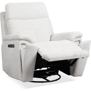 Perfect Match Refined Fully Loaded Glider Recliner in Pearl
