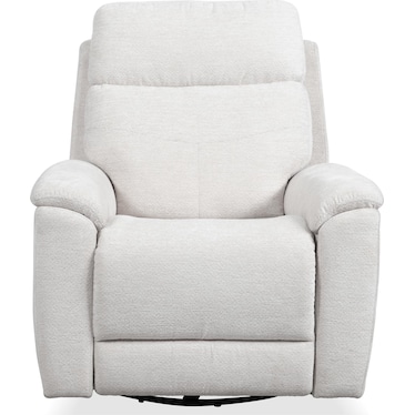 Perfect Match Refined Fully Loaded Glider Recliner in Pearl