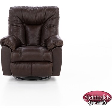 Geoff Leather Swivel Rocker Recliner in Brown