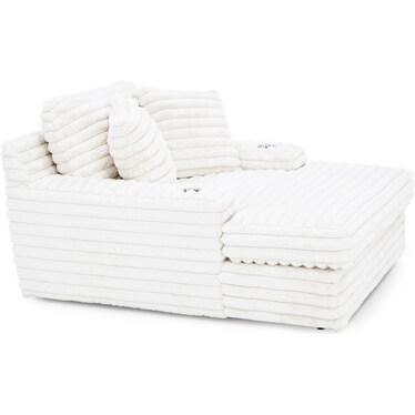 Nestle Small Chaise Lounge With Dual Cupholders And Charging Ports in Cream