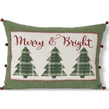 Green Merry & Bright Trees Christmas Pillow 14"W x 20"H