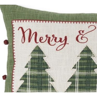 Green Merry & Bright Trees Christmas Pillow 14"W x 20"H