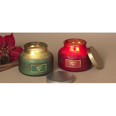 Assorted Red and Green Glass Jar Candle 5"W x 3.94"H Each
