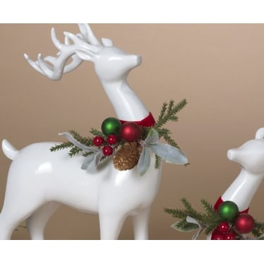Assorted White Holiday Deer 11.8/17.9"H Each