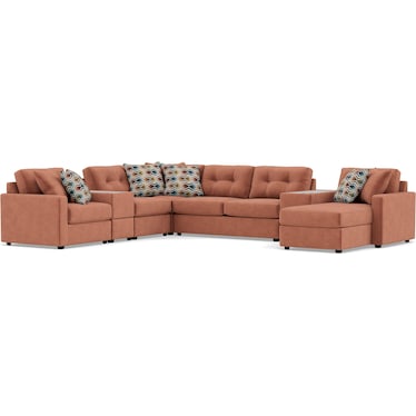 Modular One 9-Pc. Sectional With Memory Foam Sleeper in Cantaloupe