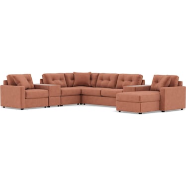 Modular One 7-Pc. Sectional With Memory Foam Sleeper in Cantaloupe