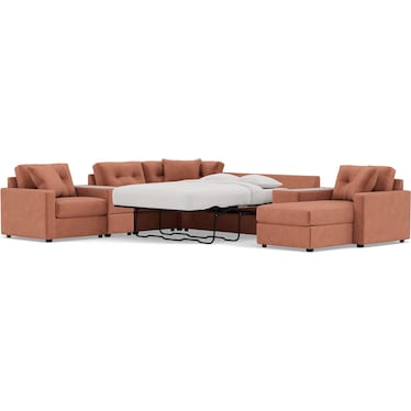 Modular One 7-Pc. Sectional With Memory Foam Sleeper in Cantaloupe