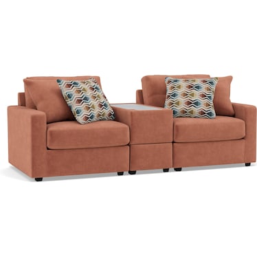 Modular One 4Pc Media Con Loveseat in Cantaloupe