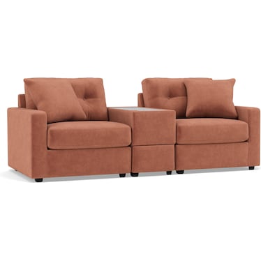 Modular One 3Pc Media Con Loveseat in Cantaloupe